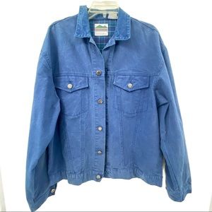 Vintage 80s Blue Denim Jacket Corduroy Collar